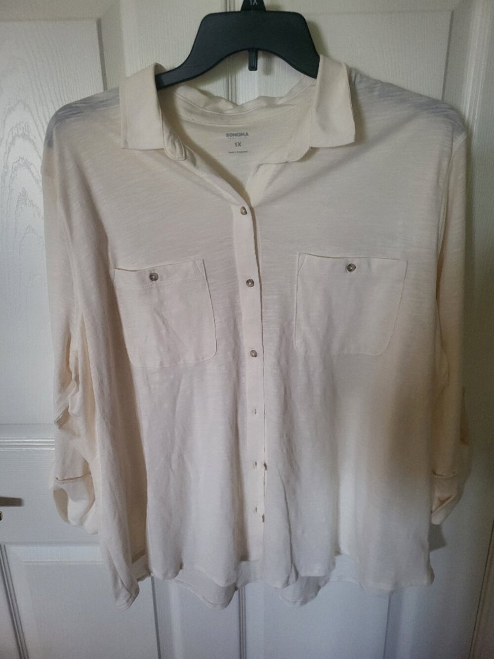 Sonoma Goods For Life Women's Plus 1X Utility Button-Up Shirt (NWT)